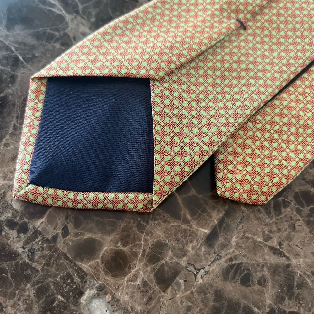 Peter Blair Silk Tie Made in USA Mint Green Coral Chain Link Preppy Classic Tie - Picture 4 of 11